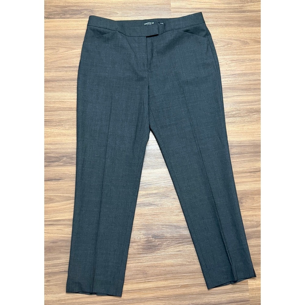 Lafayette 148 New York Irving Gray Virgin Wool Blend Pleated Pants Size 8